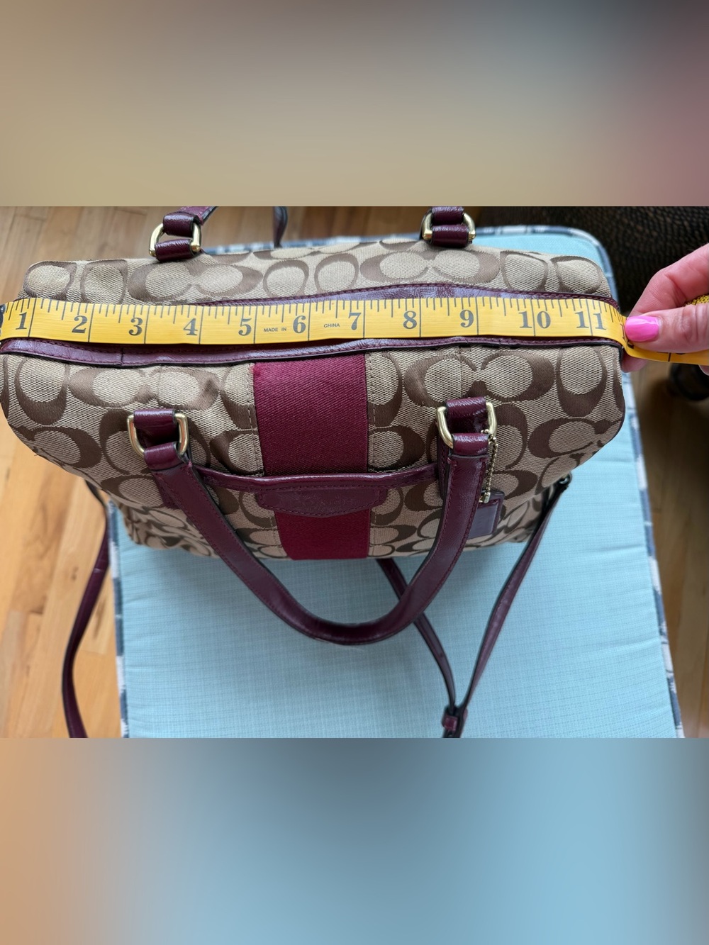 Vintage Coach Signature Stripe Nancy Crossbody + Satchel - Picture 7 of 12